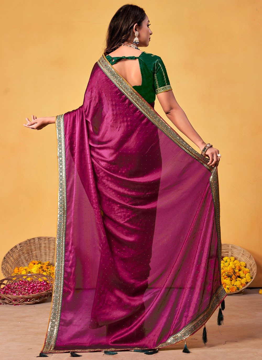 Traditional Border Work Magenta, Purple Rangoli S12683