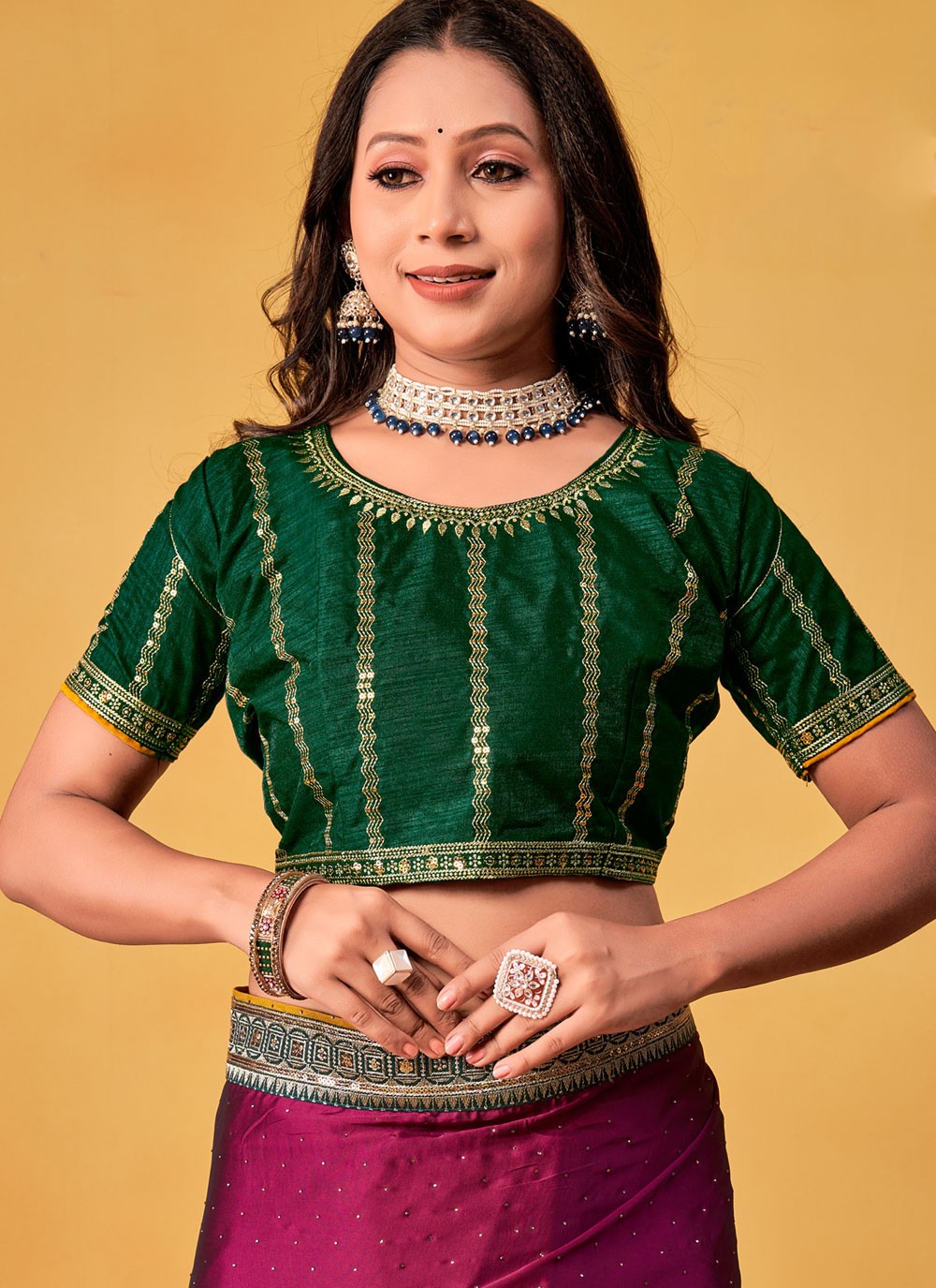 Traditional Border Work Magenta, Purple Rangoli S12683