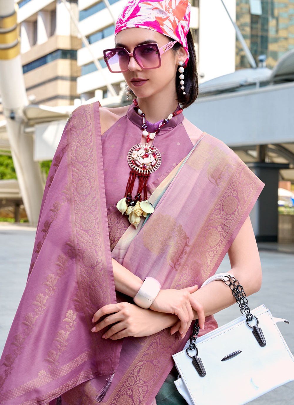 Trendy Saree Jacquard Work Magenta, Purple Handloom Silk Saree S12664