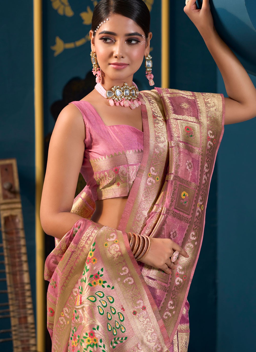 Trendy Saree Multi Work Magenta, Purple Organza Saree S13190