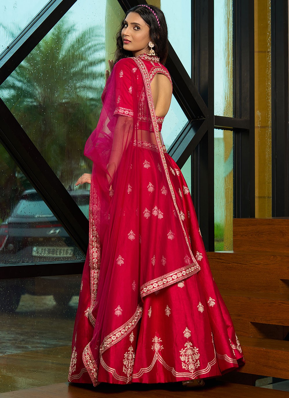 Embroidered Art Silk A - Line Lehenga - L2951