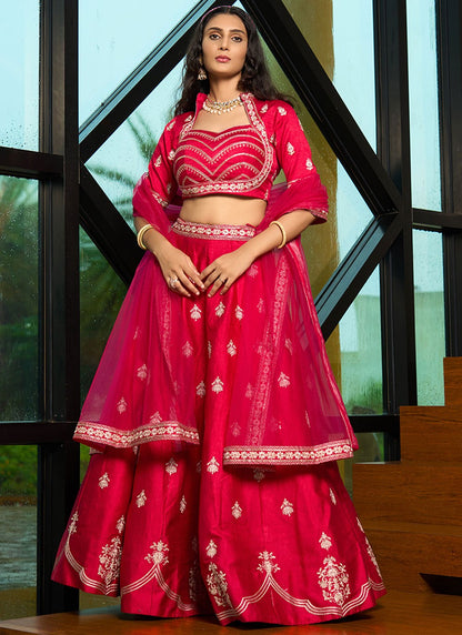 Embroidered Art Silk A - Line Lehenga - L2951