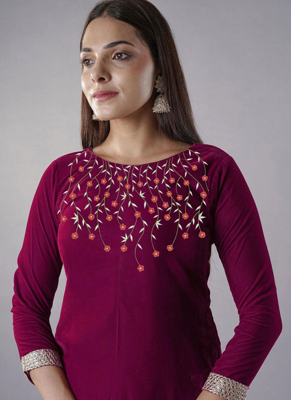 Embroidered Velvet Salwar Suit - T4630