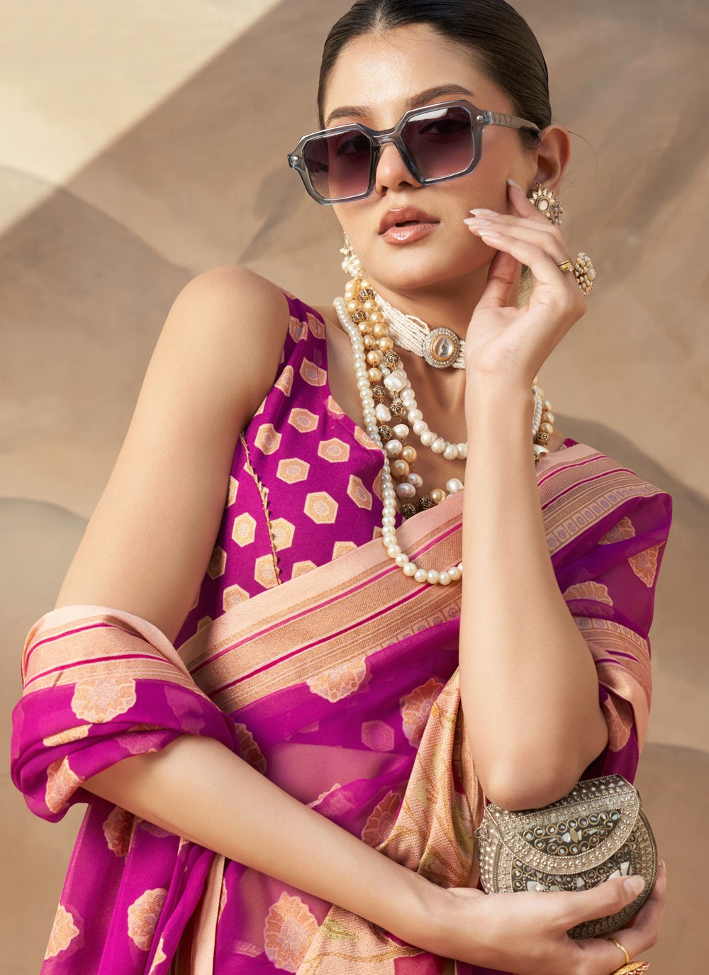 Weaving Zari Georgette Saree - S12169