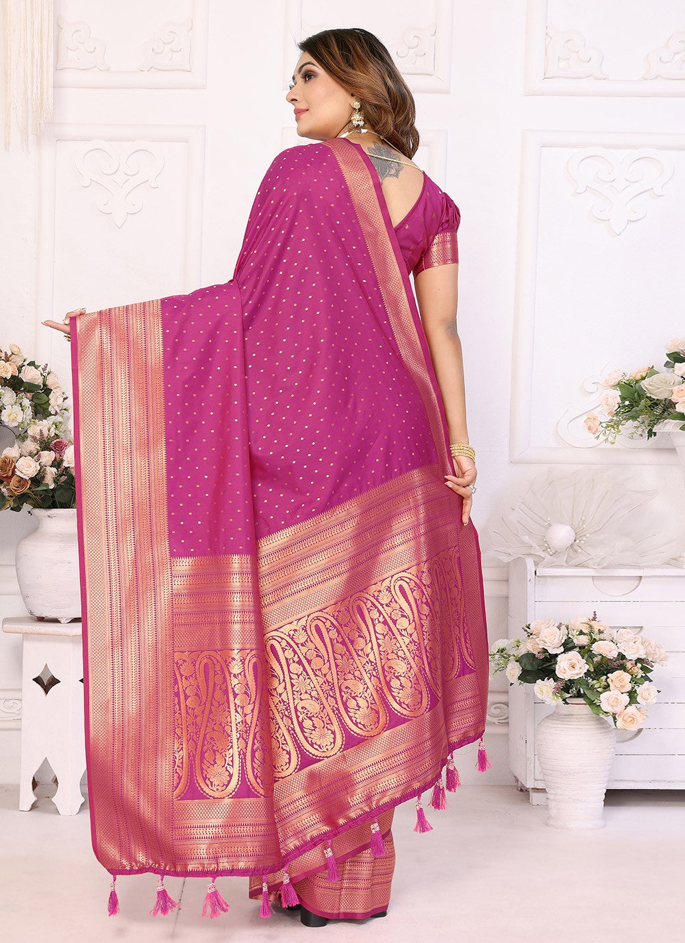 Woven Silk Magenta Classic Saree S15087