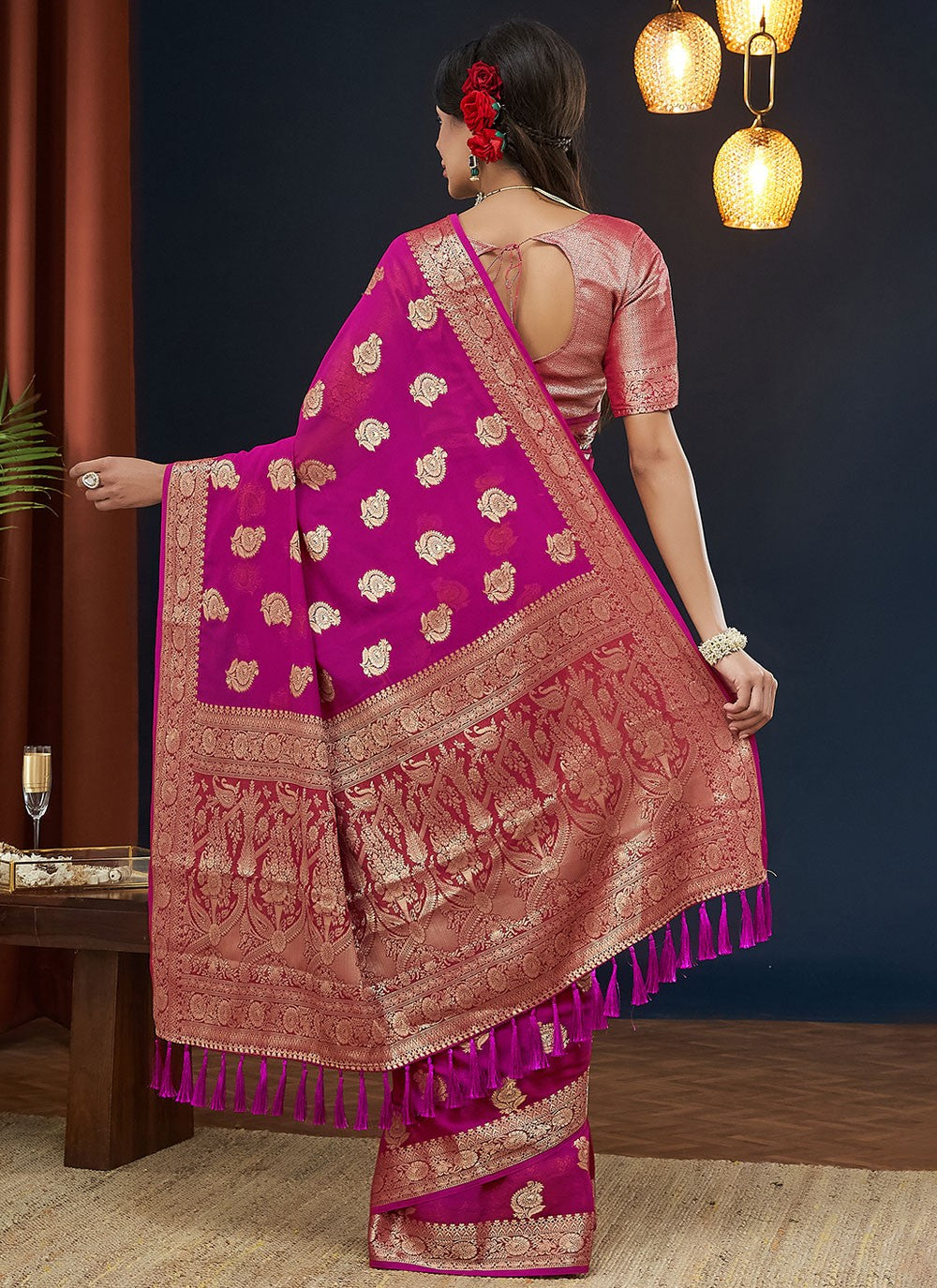 Classic Weaving Zari Georgette Saree - S7862