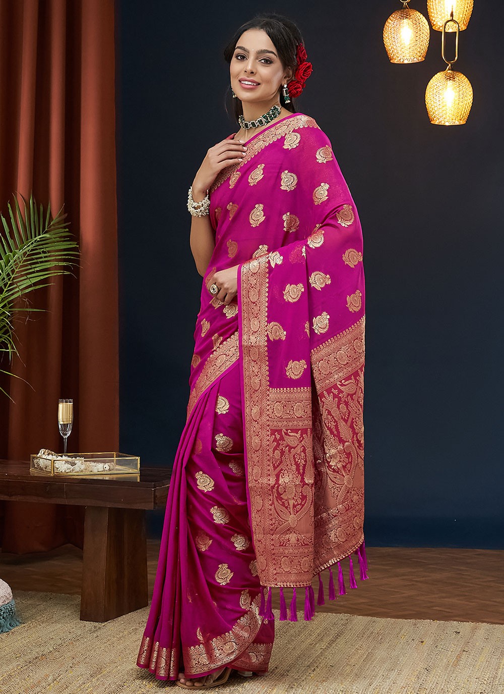 Classic Weaving Zari Georgette Saree - S7862