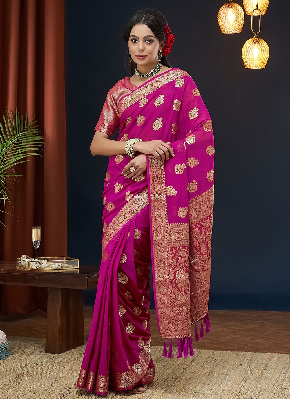Classic Weaving Zari Georgette Saree - S7862