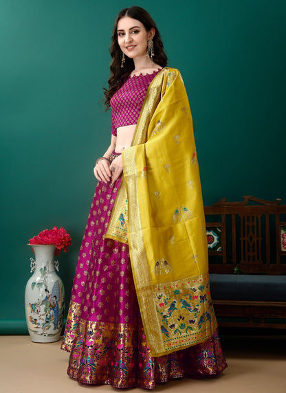 Jacquard Work Jacquard Silk A - Line Lehenga - L2157