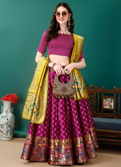 Jacquard Work Jacquard Silk A - Line Lehenga - L2157