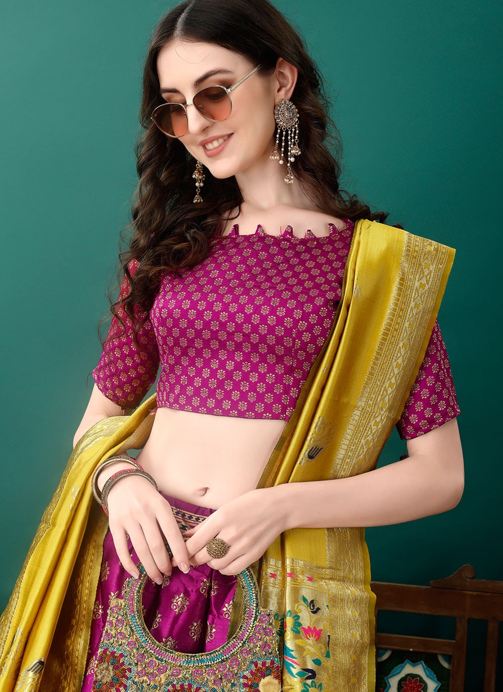 Jacquard Work Jacquard Silk A - Line Lehenga - L2157