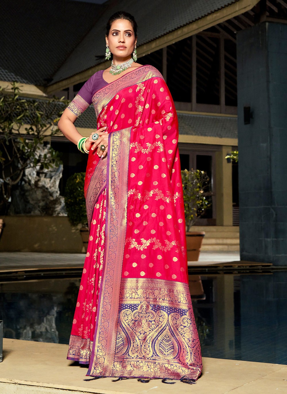 Traditional Thread Banarasi Silk Saree - S5441