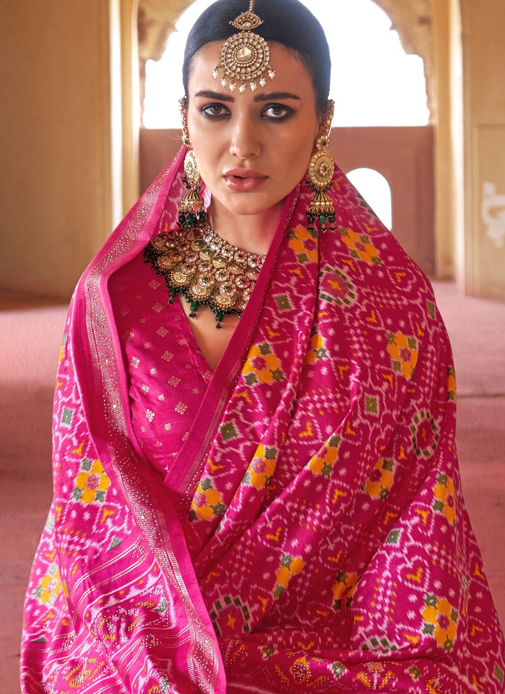 Magenta Silk Trendy Saree Patola Print S18271