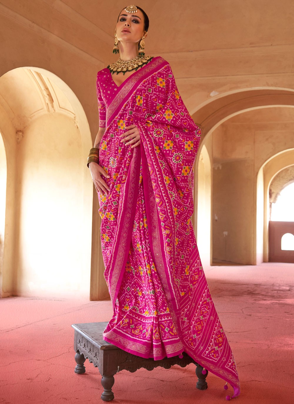 Magenta Silk Trendy Saree Patola Print S18271
