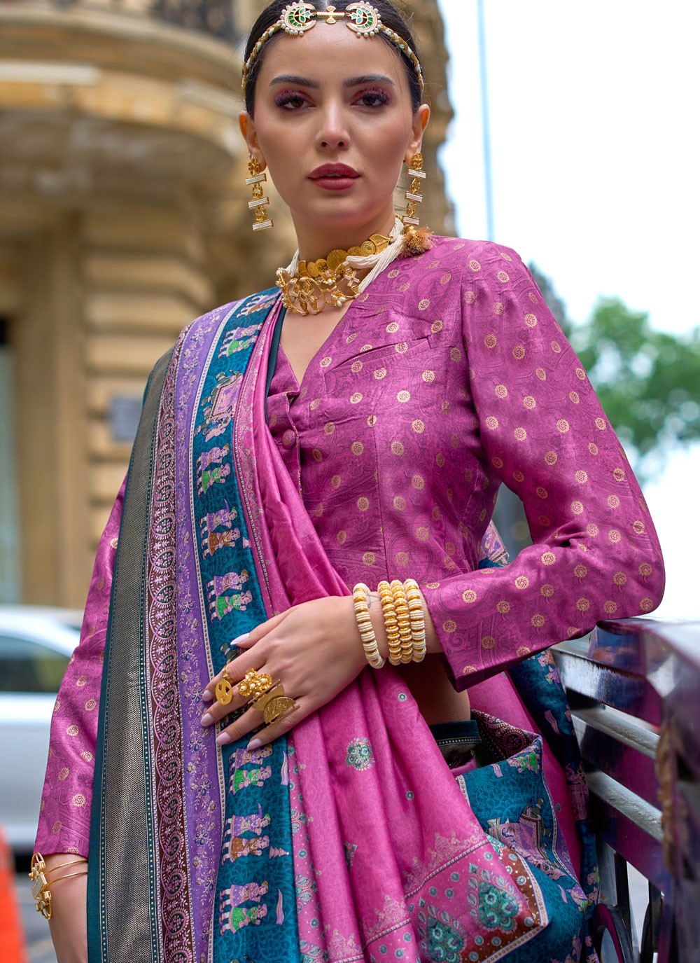 Foliage Prints Silk Saree - S11931