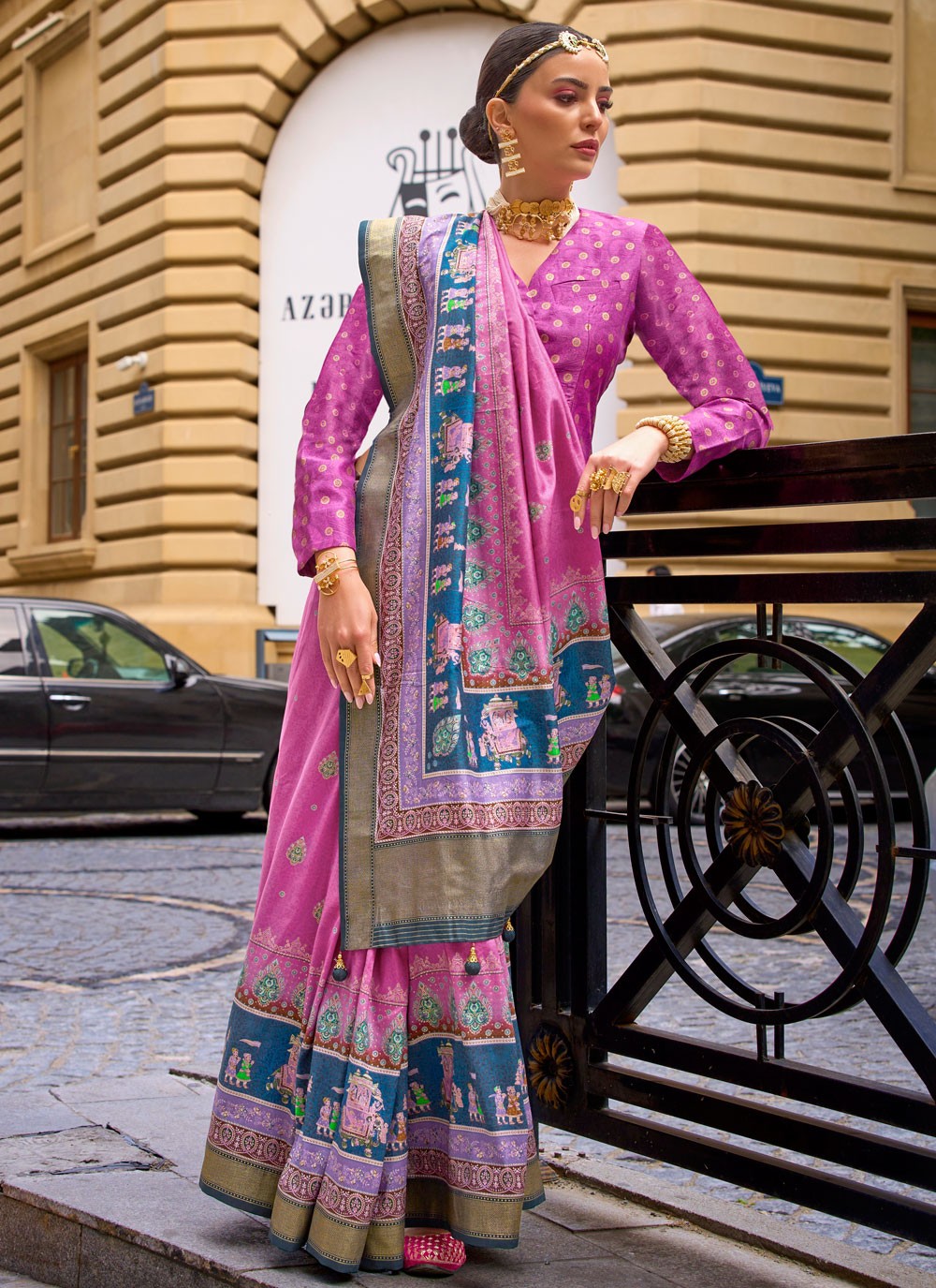 Foliage Prints Silk Saree - S11931