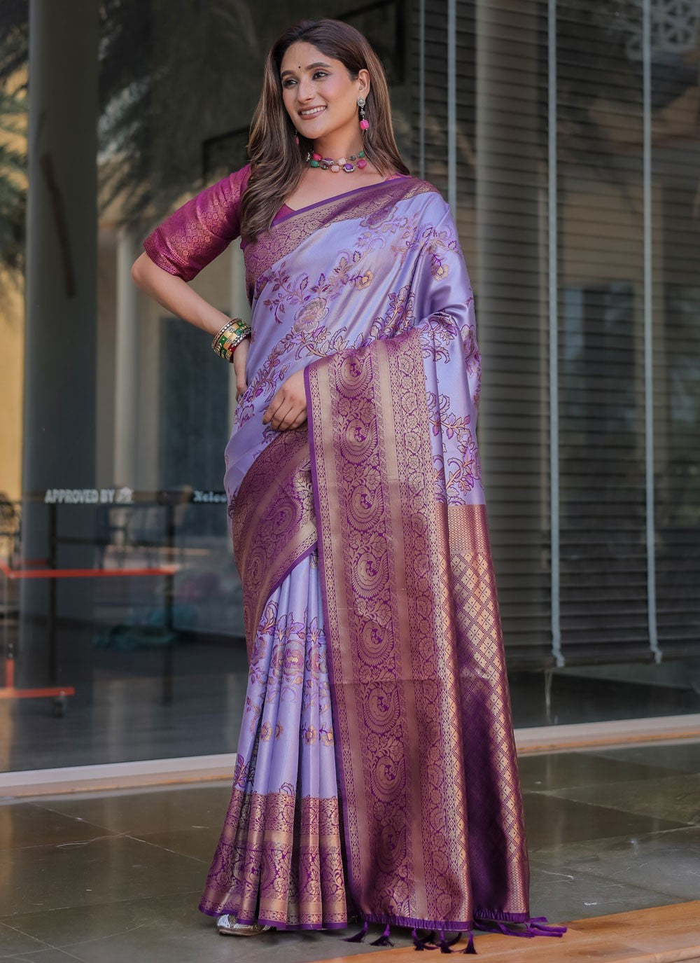 Traditional Woven Lavender Malbari Silk S12351