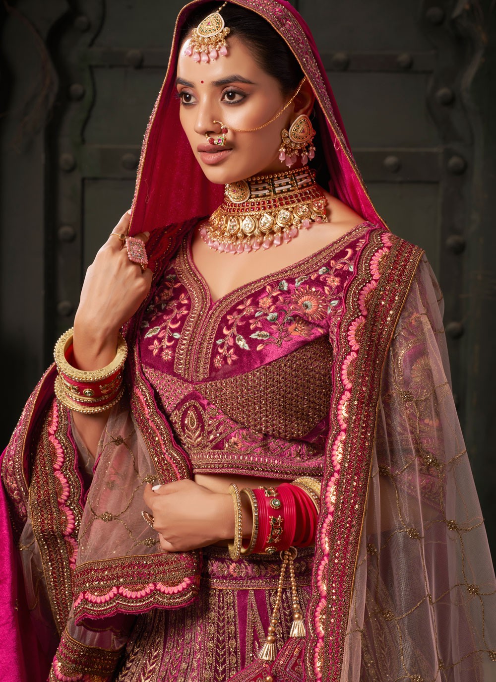 Cord Lycra, Velvet Readymade Lehenga Choli - L2208