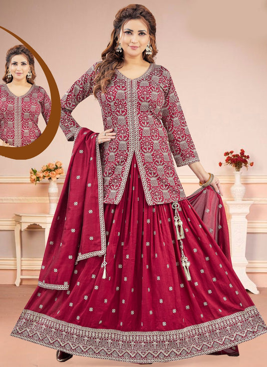 Embroidered Silk Hot Pink Lehenga Choli L3466