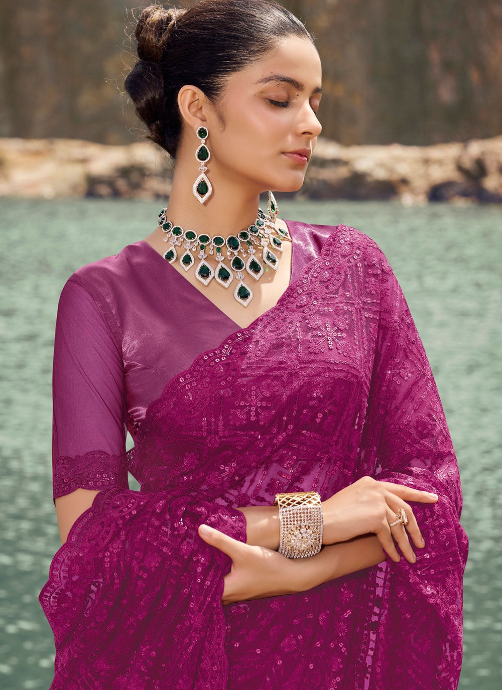 Classic Sequins Net Saree - S7760