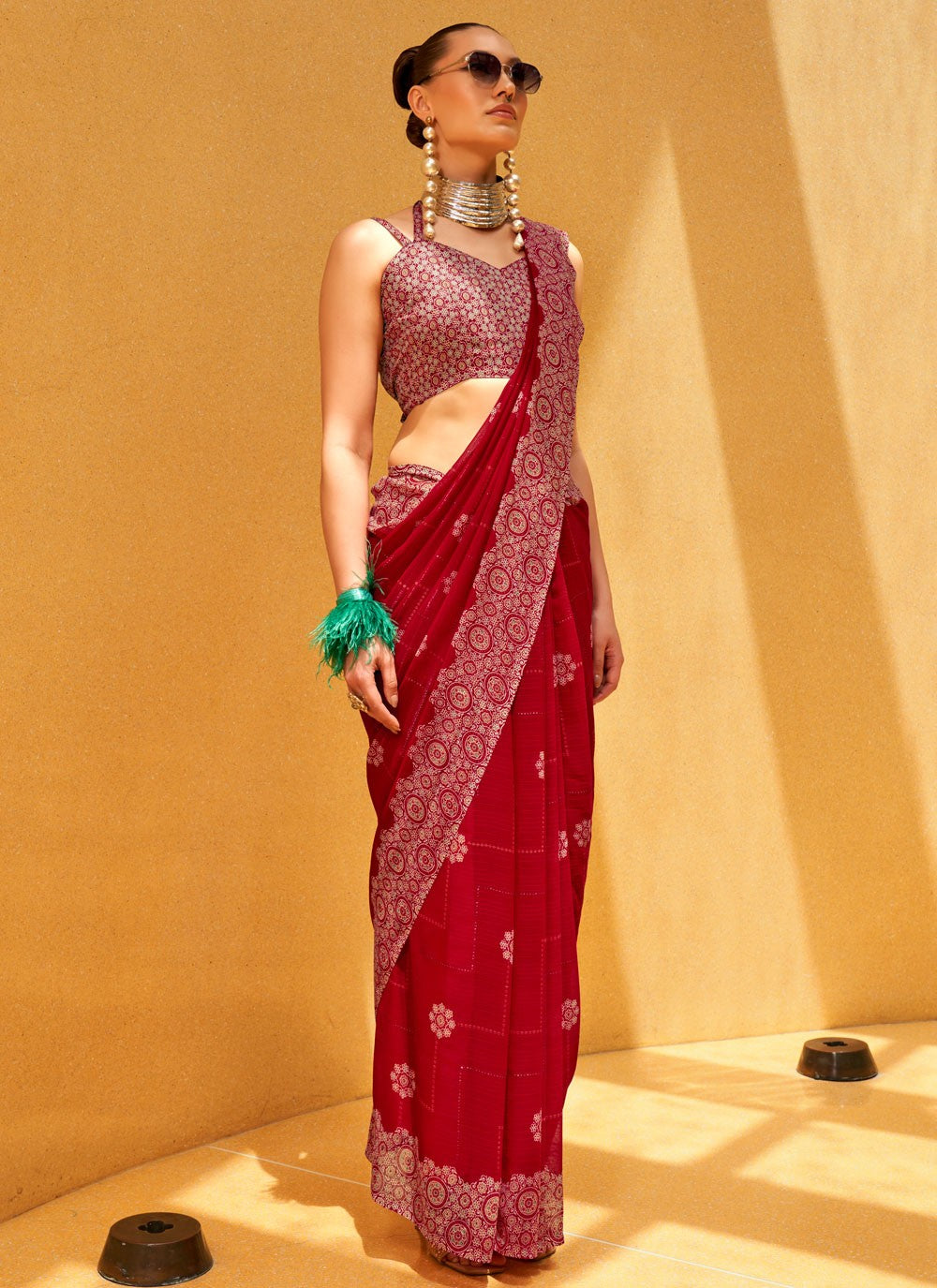 Classic Foliage Prints Georgette Saree - S7929