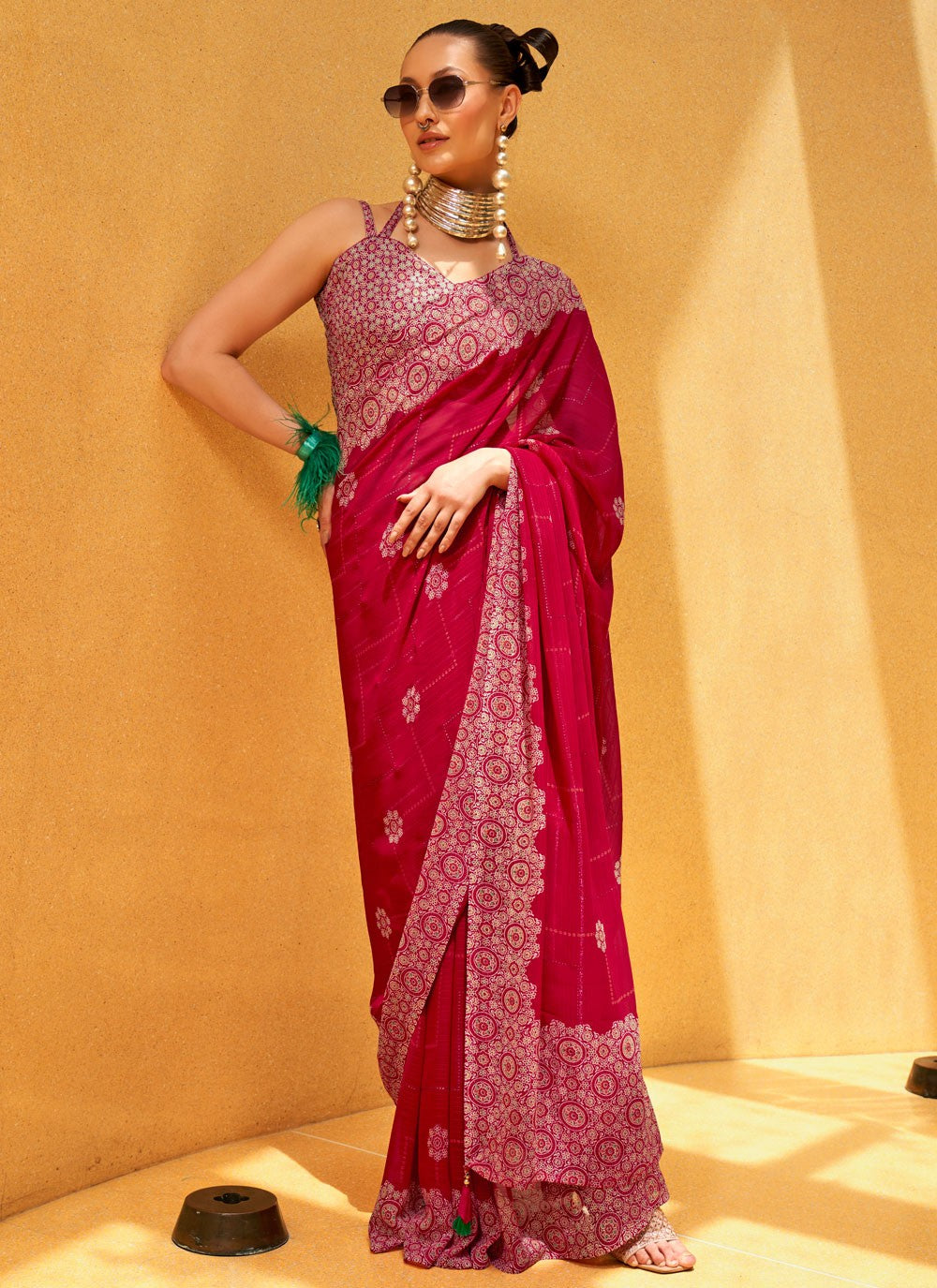 Classic Foliage Prints Georgette Saree - S7929