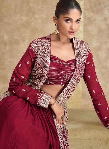 Plain Chinon, Silk Readymade Lehenga Choli - L2891