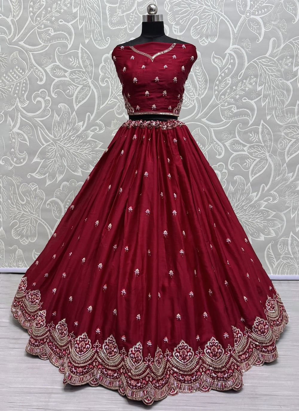 Embroidered Silk A - Line Lehenga - L2842