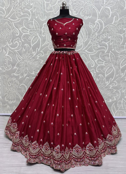 Embroidered Silk A - Line Lehenga - L2842