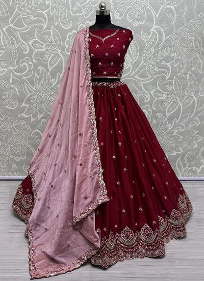 Embroidered Silk A - Line Lehenga - L2842