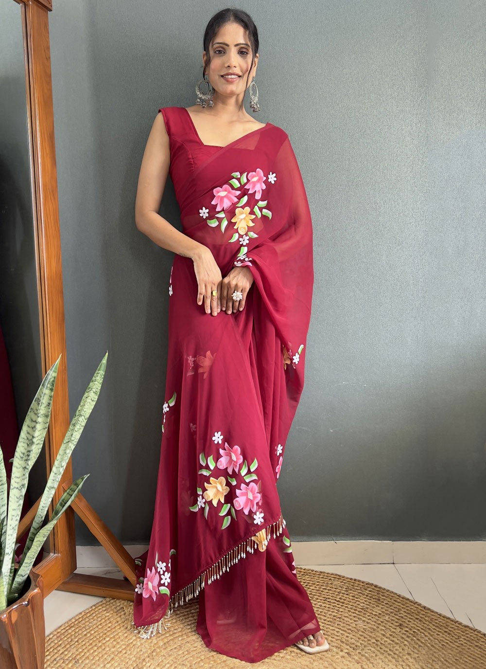 Classic Printed Fancy Fabric Saree - S9100