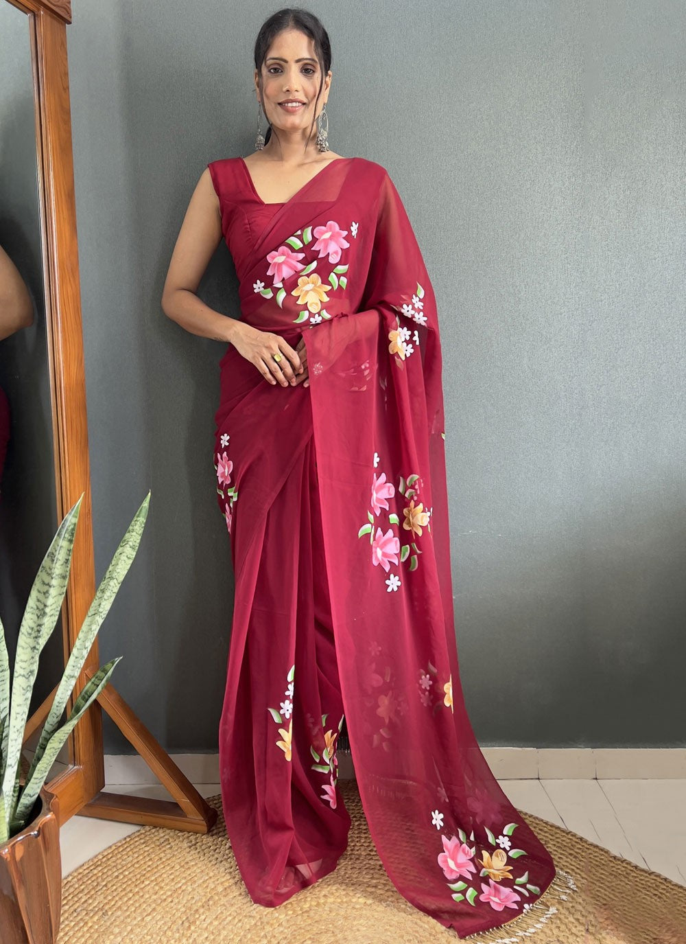 Classic Printed Fancy Fabric Saree - S9100