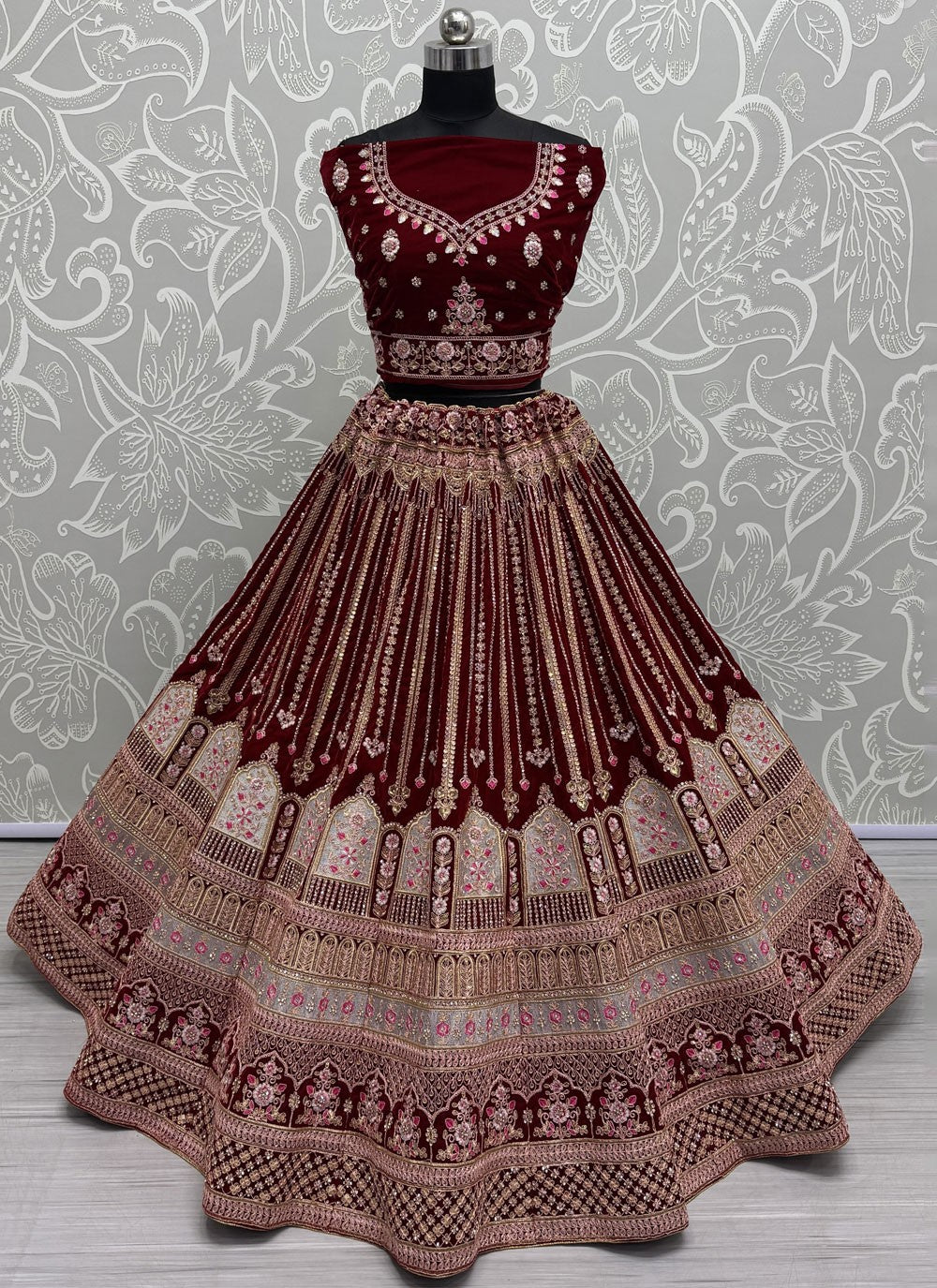 Dimond Velvet A - Line Lehenga - L2602