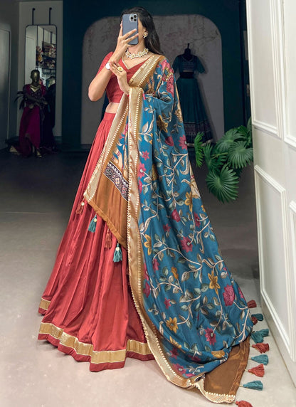 Lace Chinon, Silk A - Line Lehenga - L2946