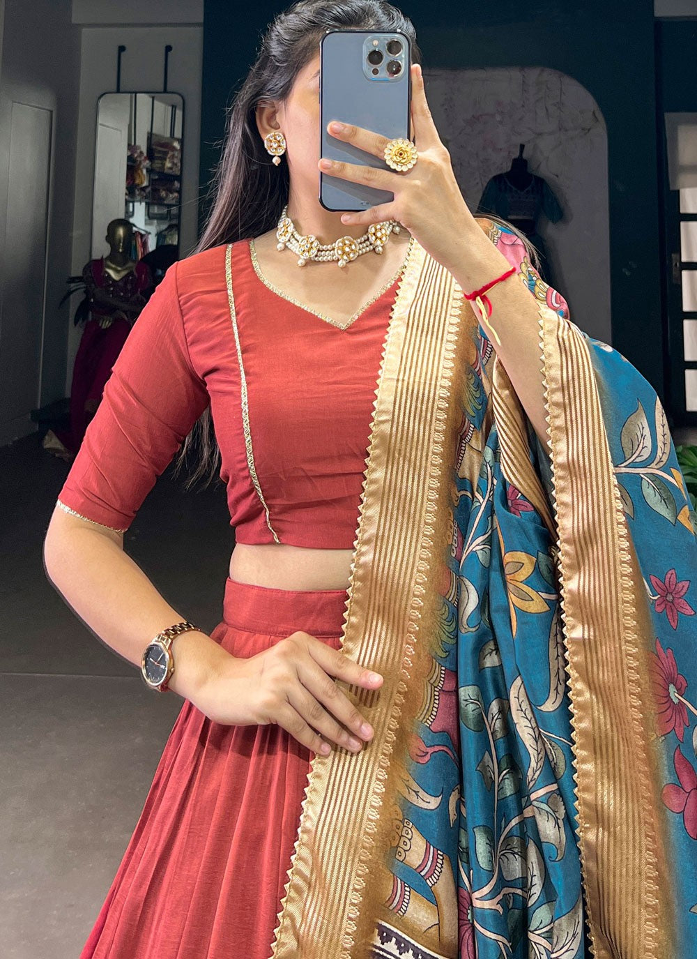 Lace Chinon, Silk A - Line Lehenga - L2946