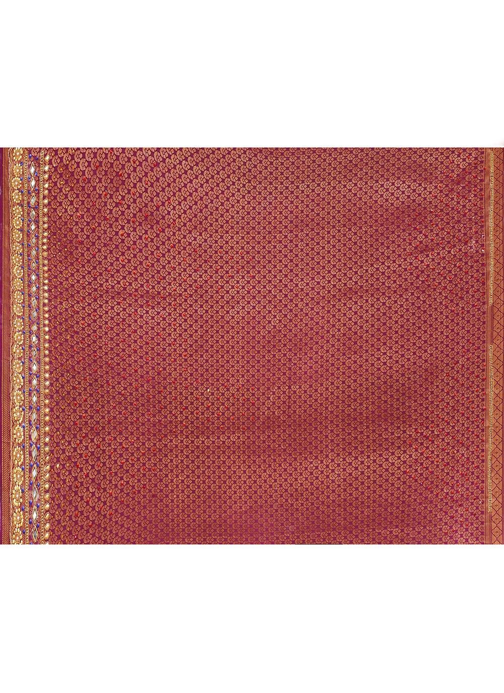 Trendy Saree Hand Embroidery Maroon, White Kanjivaram Silk Saree S13149