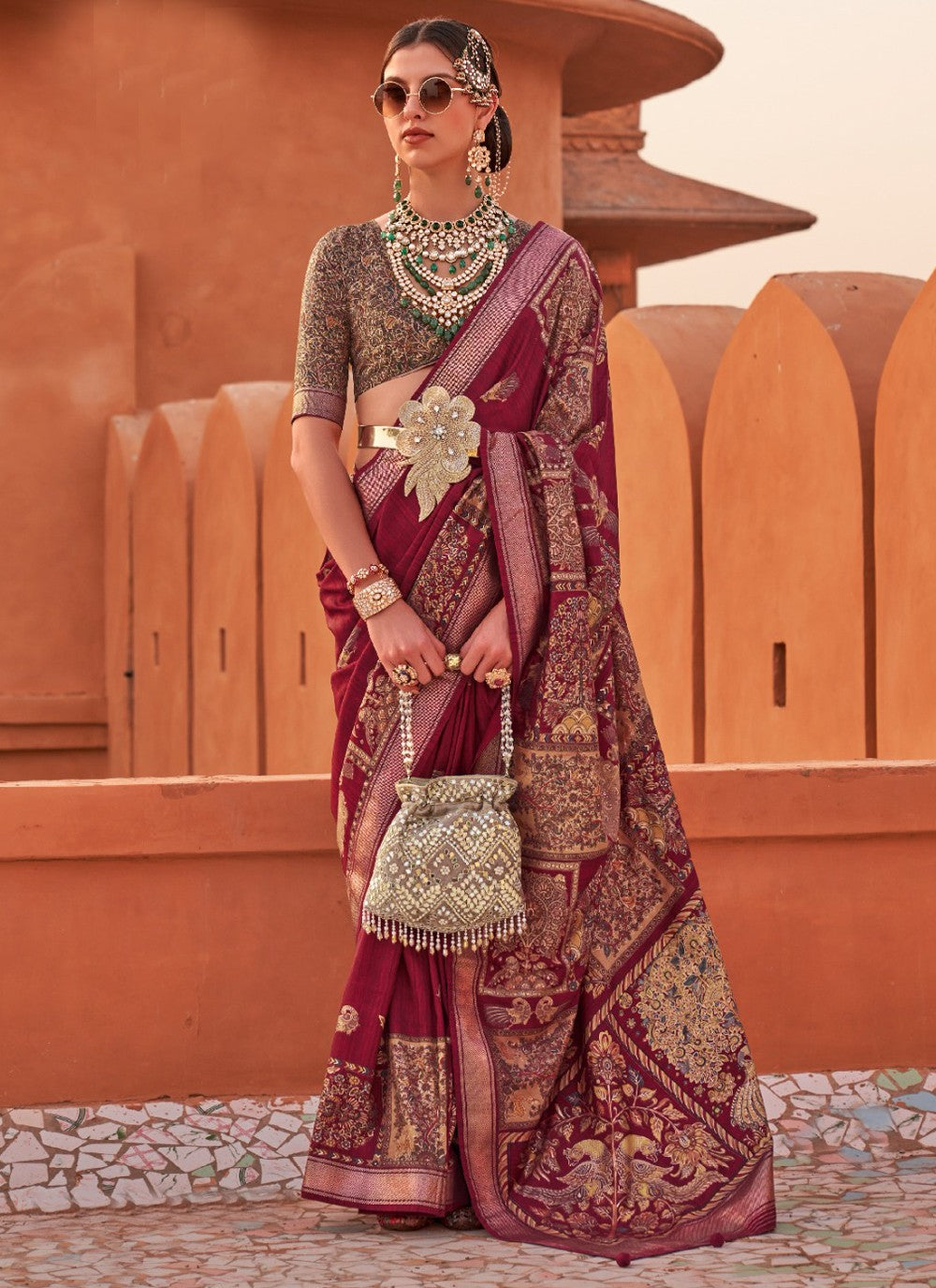 Classic Printed Silk Saree - S3743
