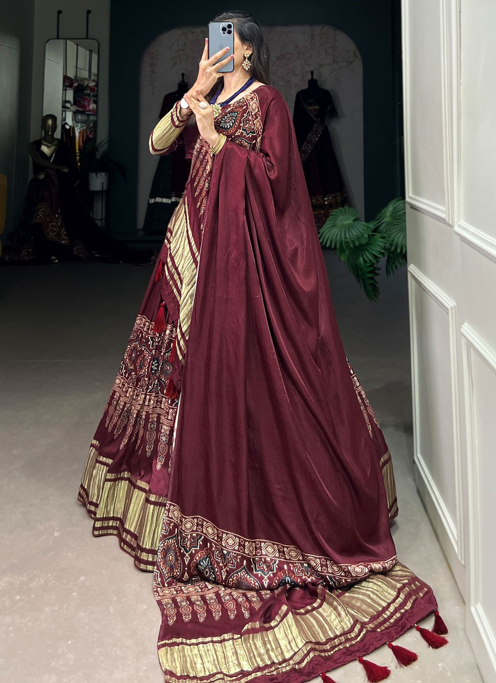 Digital Print Silk A - Line Lehenga - L2337