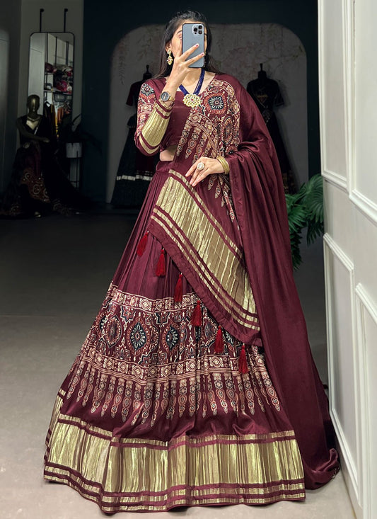 Digital Print Silk A - Line Lehenga - L2337