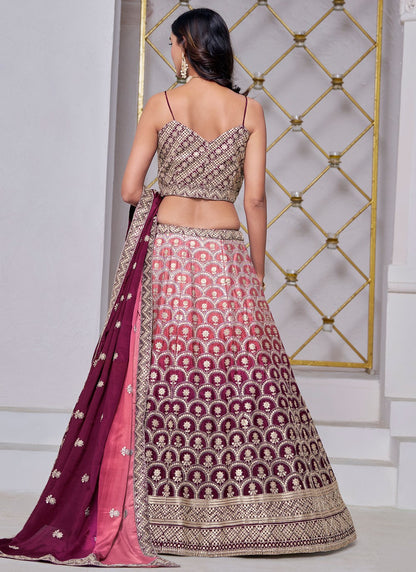 Embroidered Chinon A - Line Lehenga - L2884