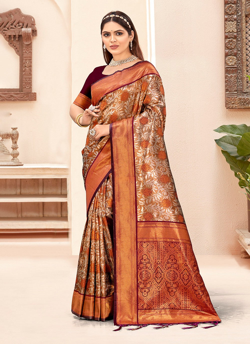 Classic Printed Silk Saree - S6599