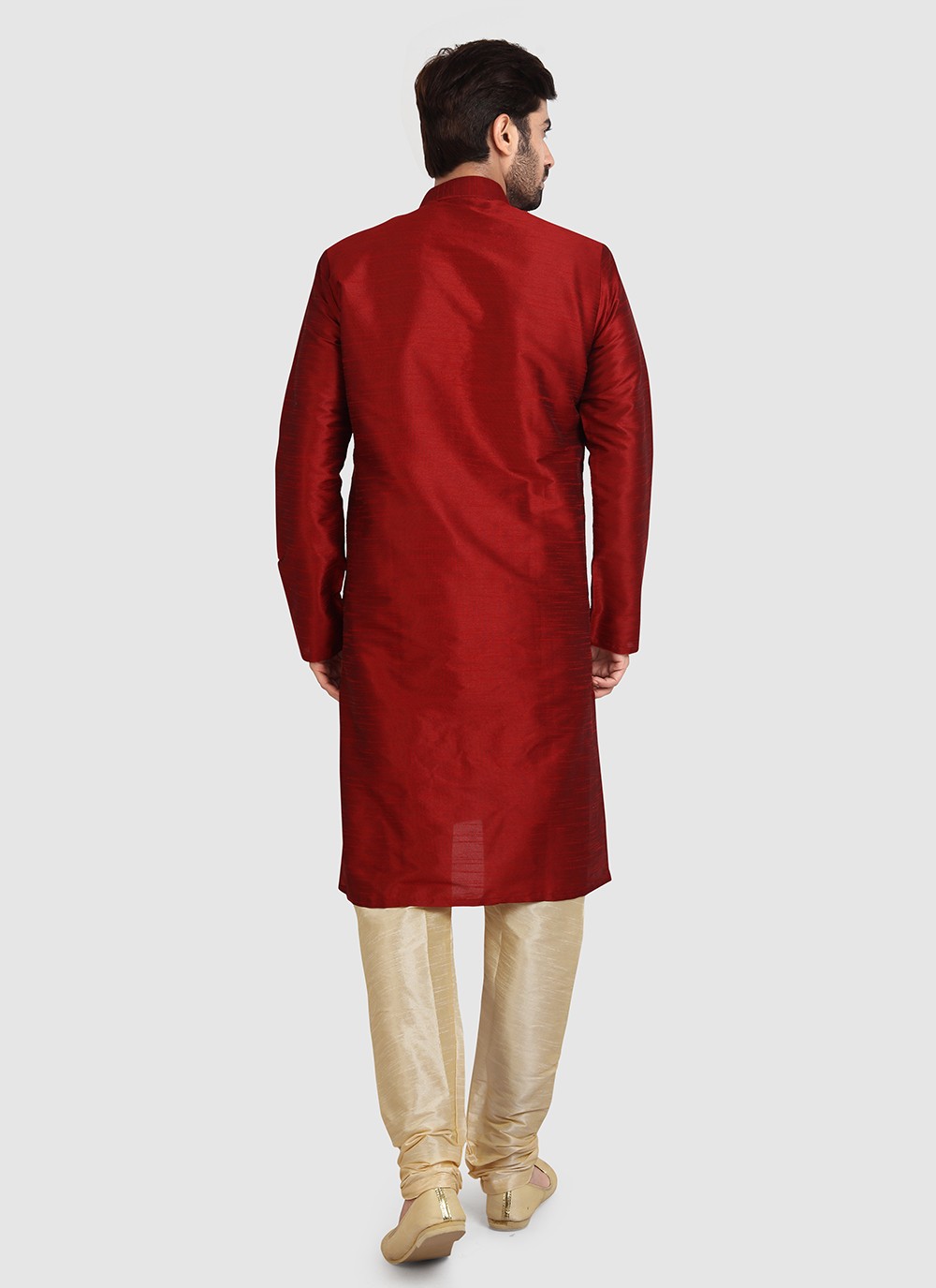 Plain Art Silk Maroon Kurta Pyjama - M3420