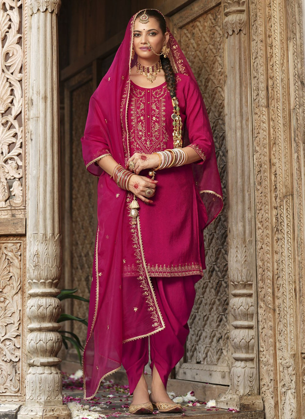 Patiala Suit Embroidered, Resham Maroon T7843