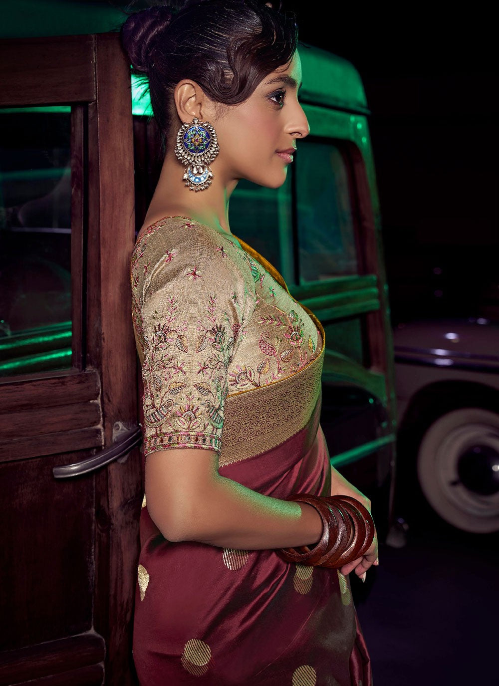Maroon Pure Silk Contemporary Saree Weaving Zari S19044