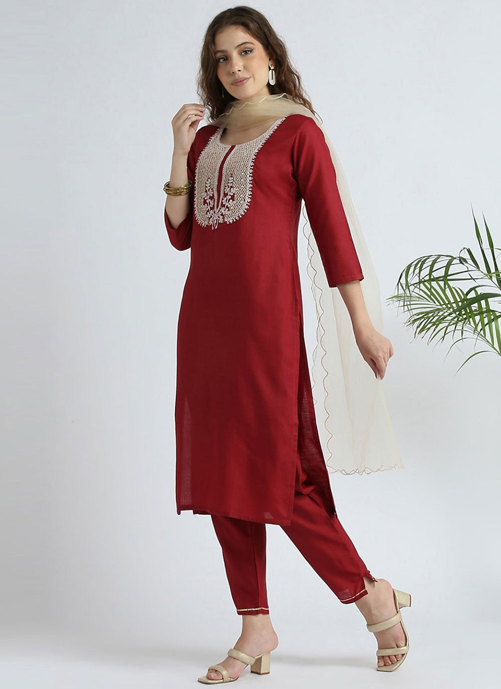 Embroidered Cotton Salwar Suit - T4615