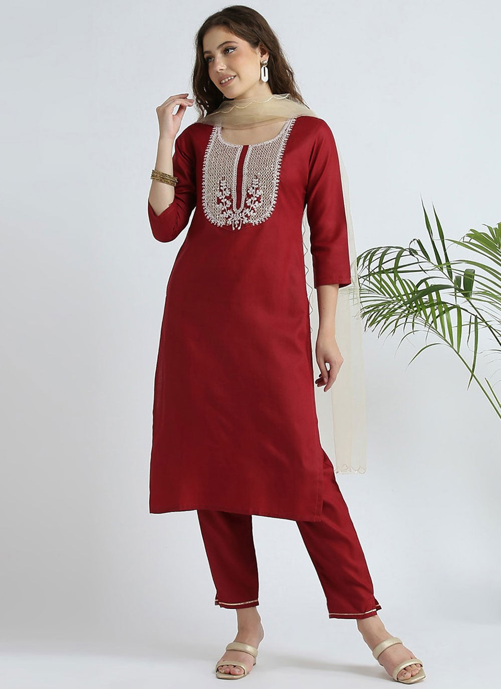 Embroidered Cotton Salwar Suit - T4615