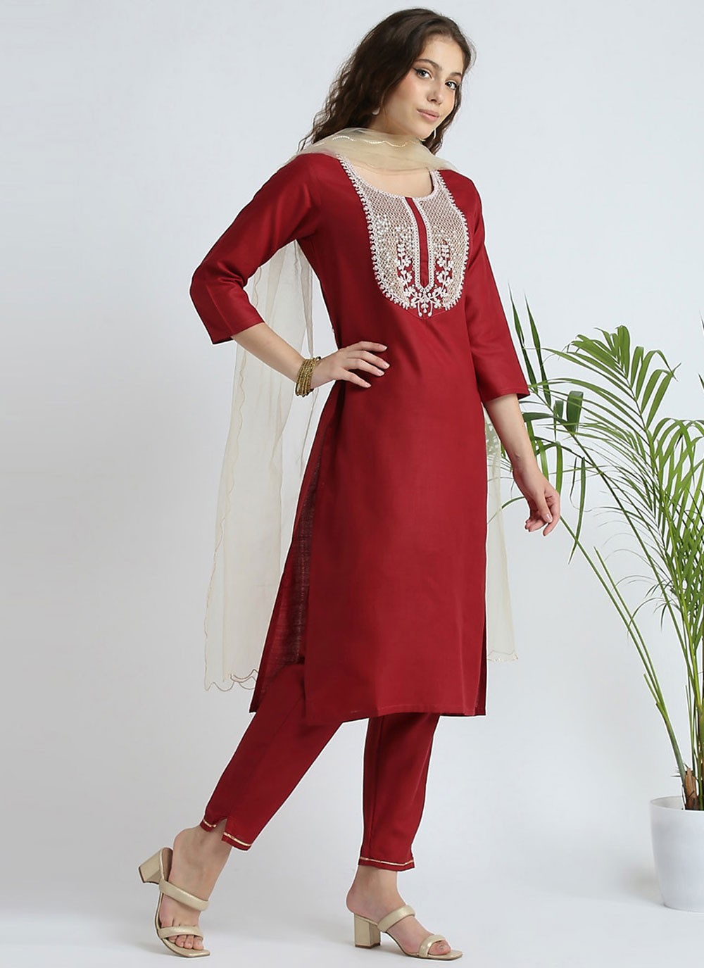 Embroidered Cotton Salwar Suit - T4615