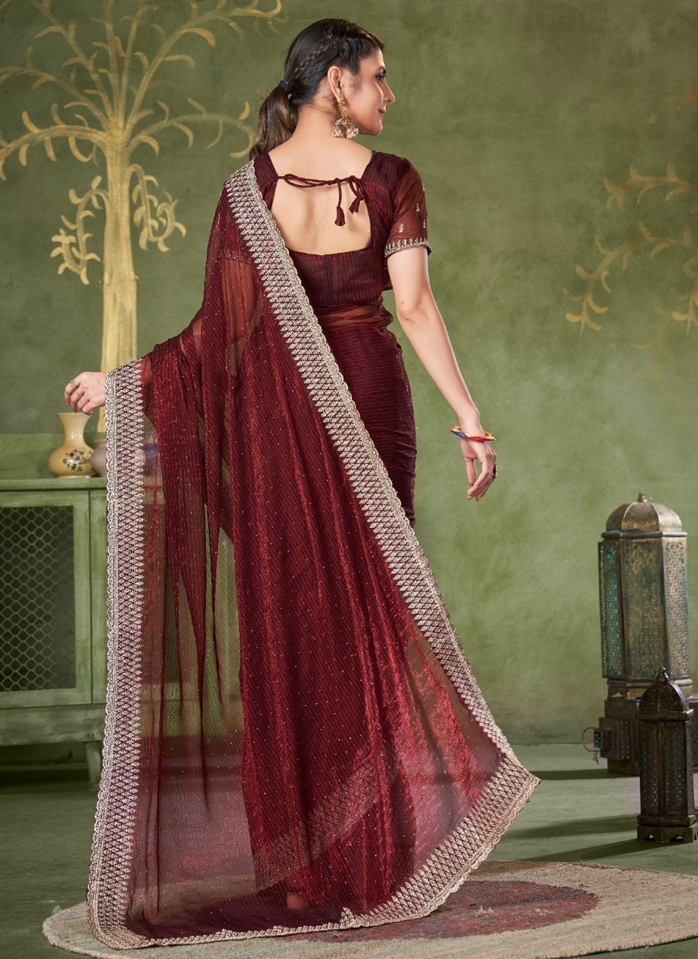 Classic Embroidered Shimmer Saree - S7380