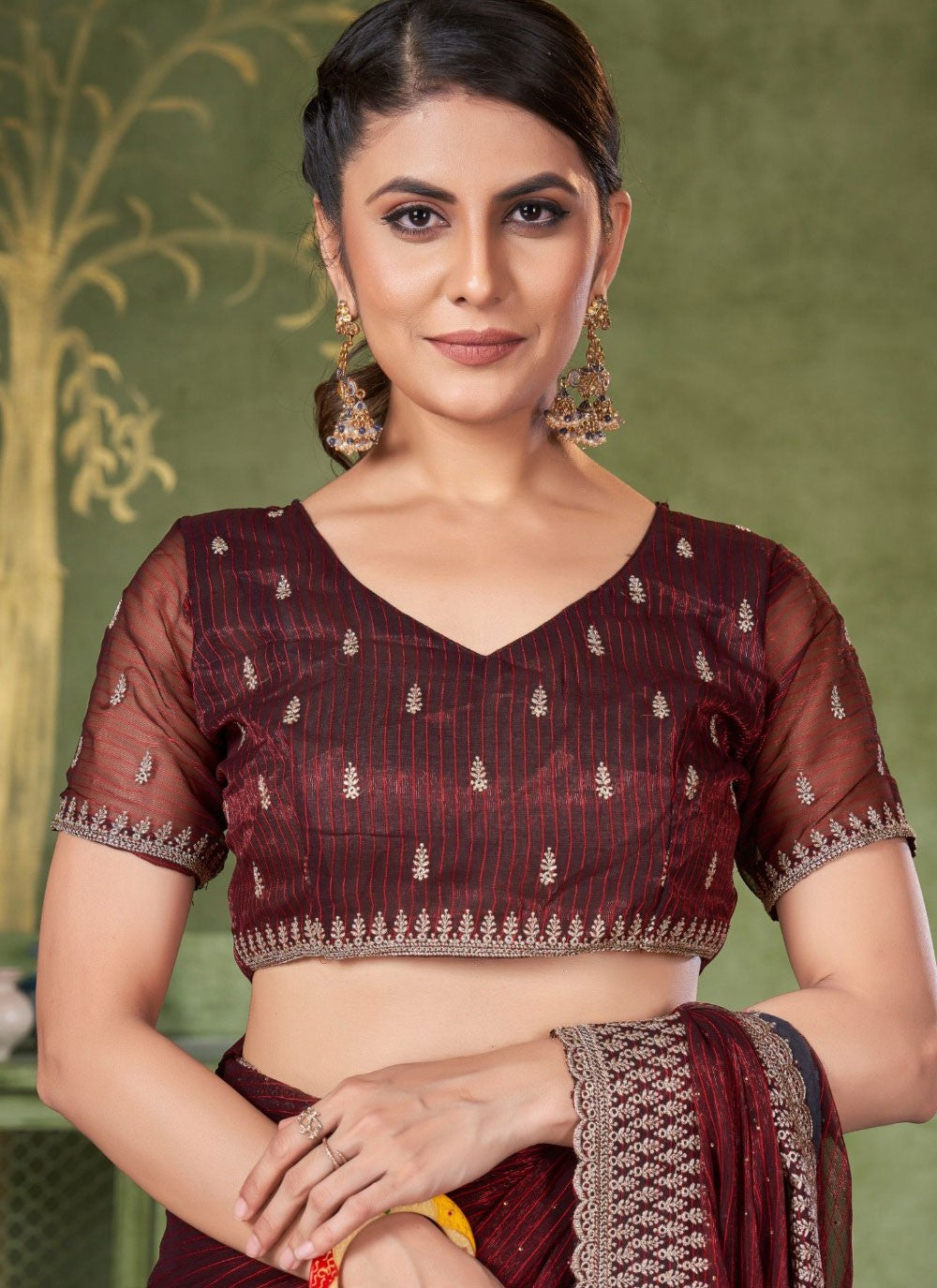 Classic Embroidered Shimmer Saree - S7380
