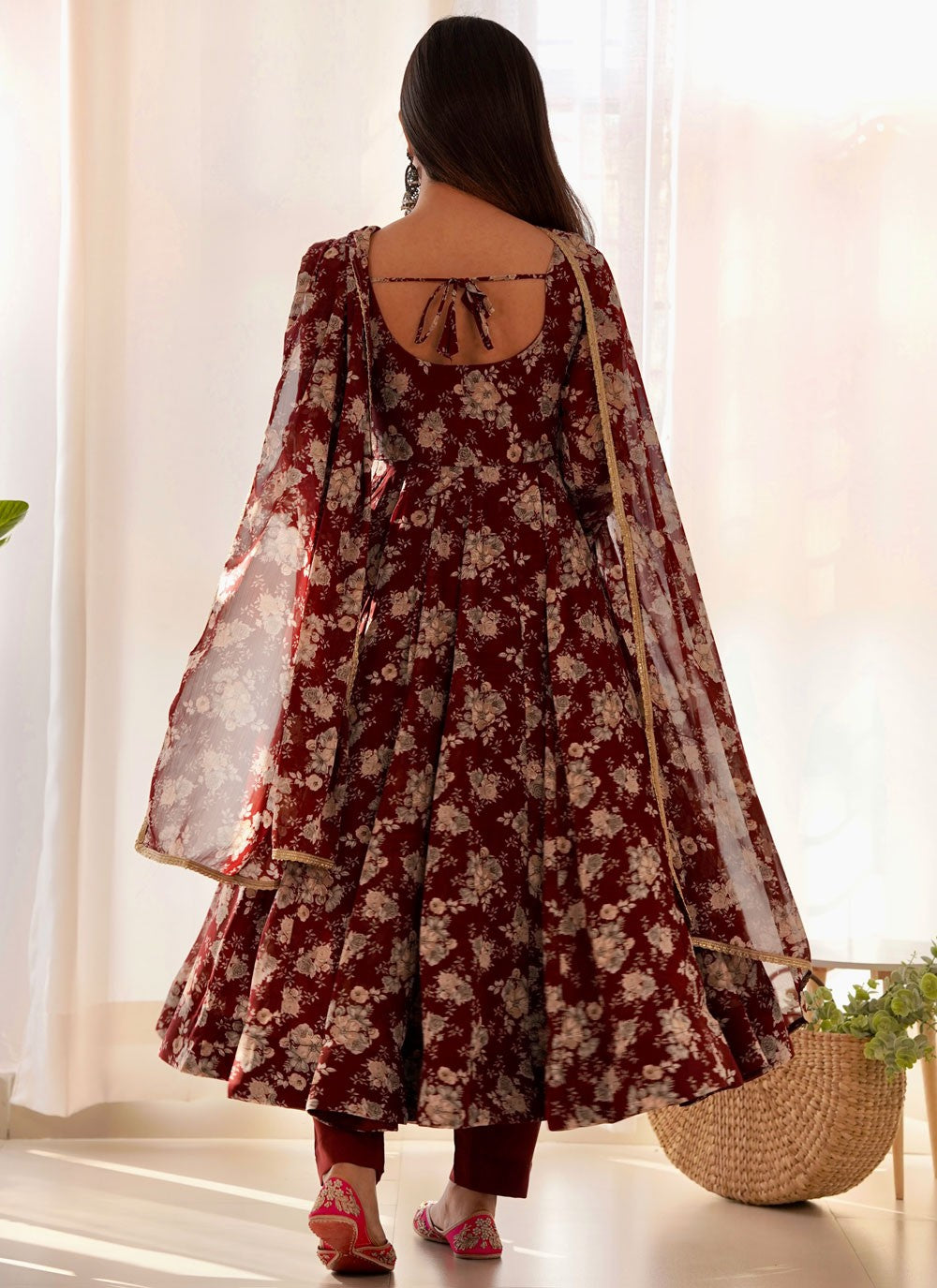 Digital Print Faux Georgette Anarkali - T4601